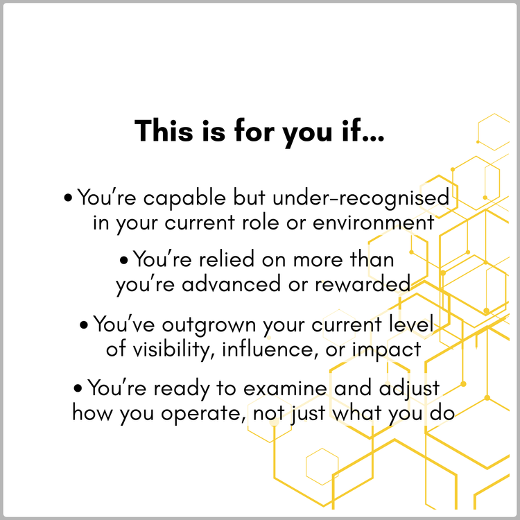 This is for you if your output is consistent but recognition, influence, and progression are not following